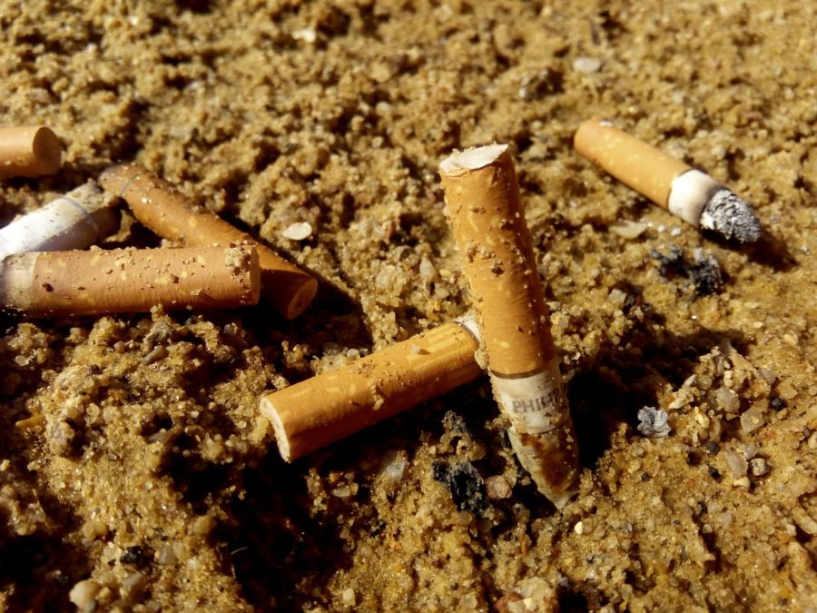 mozziconi di sigarette sulla sabbia